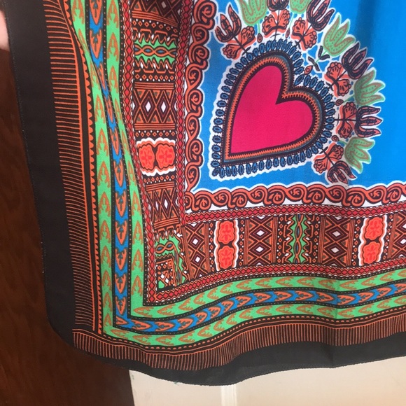 NWT boho graphic print heart blue -💯 cotton dress! Perfect heat wave dress! - Picture 7 of 13